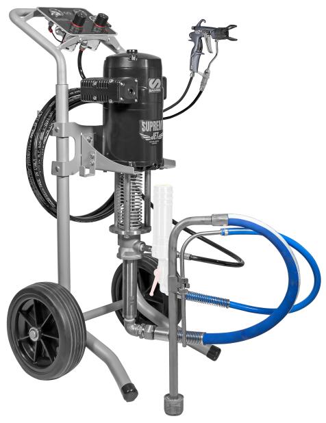 SUPREME-JET 33:1 AIR-CONTROLLED AIRLESS DE ACERO INOXIDABLE SOBRE CARRO + CAÑA DE ASPIRACIÓN + ACCESORIOS (MANGUERA: Ø 3/16" 7,5m + 6X8mm 7,5m PISTOLA: L400 BOQUILLA: 411, 409) 1 SUPREME-JET 33:1 AIR-CONTROLLED AIRLESS DE ACERO INOXIDABLE SOBRE CARRO + CAÑA DE ASPIRACIÓN + ACCESORIOS (MANGUERA: Ø 3/16" 7,5m + 6X8mm 7,5m PISTOLA: L400 BOQUILLA: 411, 409)